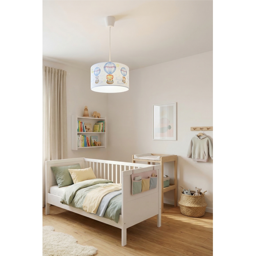 Brilagi - LED detský luster na lanku BOBO 1xE27/60W/230V pr. 35 cm biela/so zvieratkami