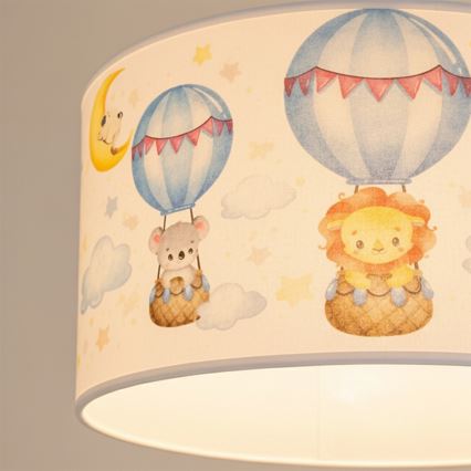 Brilagi - LED detský luster na lanku BOBO 1xE27/60W/230V pr. 35 cm biela/so zvieratkami