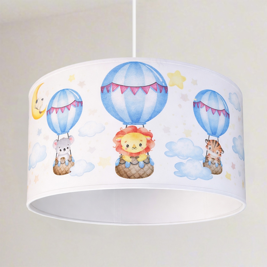 Brilagi - LED detský luster na lanku BOBO 1xE27/60W/230V pr. 35 cm biela/so zvieratkami