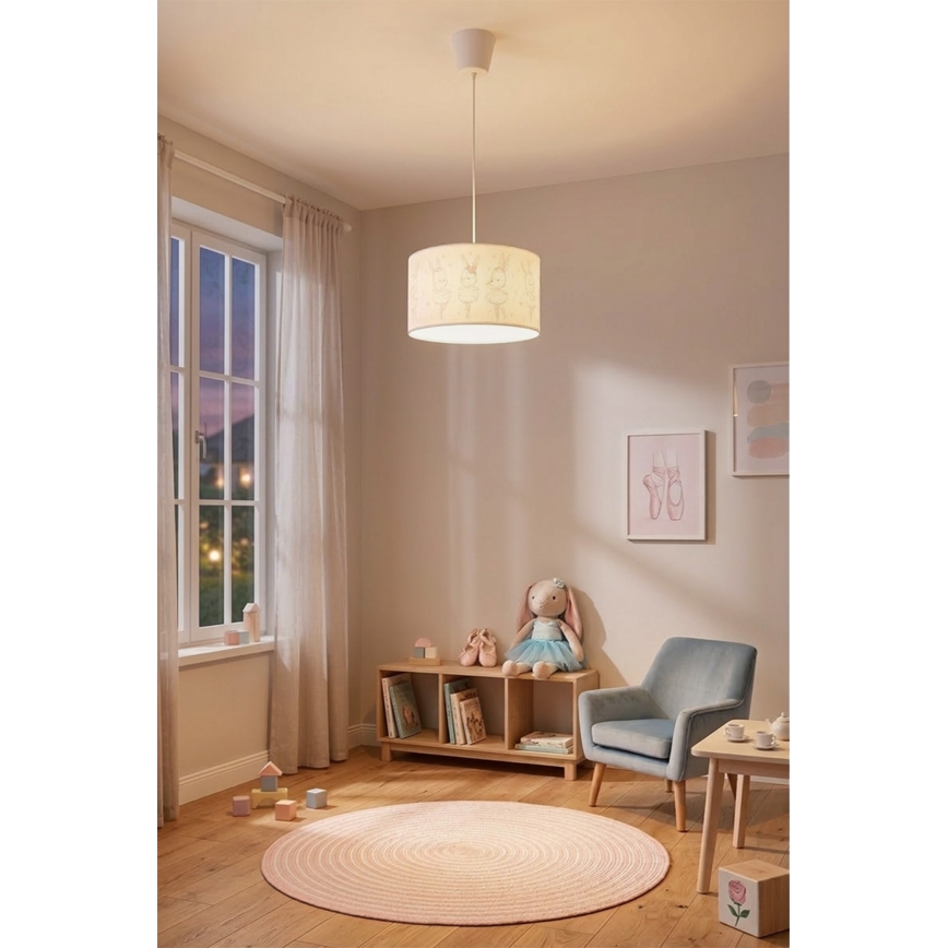 BRILAGI - LED detský luster na lanku BOBO 1xE27/60W/230V pr. 35 cm biela/zajačiky