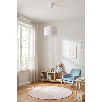 BRILAGI - LED detský luster na lanku BOBO 1xE27/60W/230V pr. 35 cm biela/zajačiky