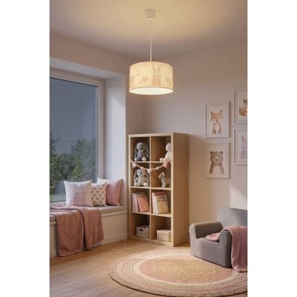 BRILAGI - LED detský luster na lanku BOBO 1xE27/60W/230V pr. 35 cm biela/zajačiky