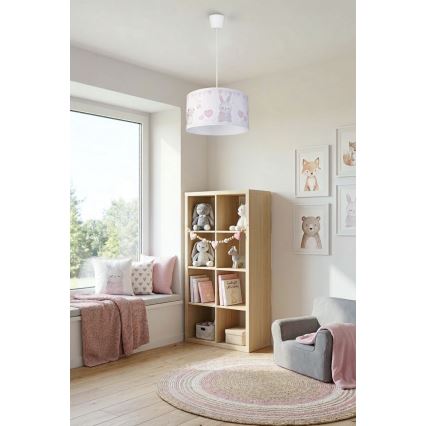 BRILAGI - LED detský luster na lanku BOBO 1xE27/60W/230V pr. 35 cm biela/zajačiky