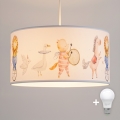Brilagi - LED detský luster na lanku BOBO 1xE27/60W/230V pr. 35 cm biela/zvieratká