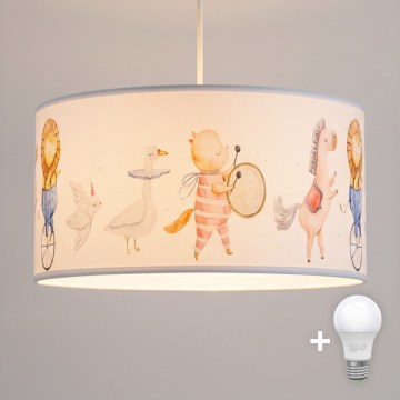 Brilagi - LED detský luster na lanku BOBO 1xE27/60W/230V pr. 35 cm biela/zvieratká