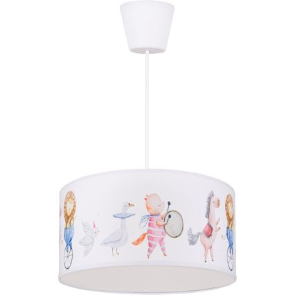 Brilagi - LED detský luster na lanku BOBO 1xE27/60W/230V pr. 35 cm biela/zvieratká