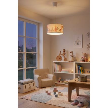 Brilagi - LED detský luster na lanku BOBO 1xE27/60W/230V pr. 35 cm biela/zvieratká