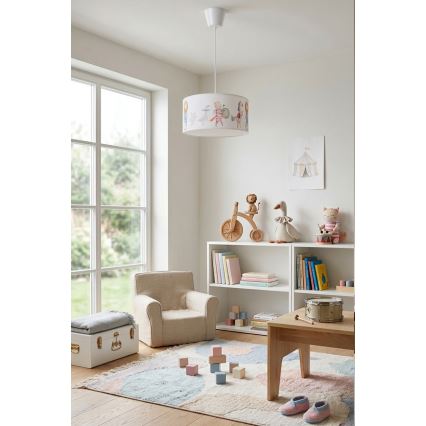 Brilagi - LED detský luster na lanku BOBO 1xE27/60W/230V pr. 35 cm biela/zvieratká