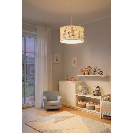 Brilagi - LED Detský luster na lanku BOBO 1xE27/60W/230V pr. 35 cm biela/zvieratká