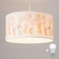 Brilagi - LED detský luster na lanku BOBO 1xE27/60W/230V pr. 35 cm biely/s motívom zvieratiek