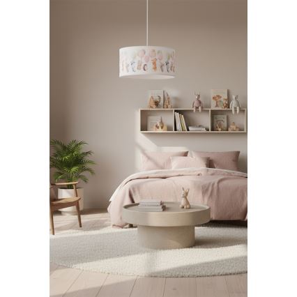 BRILAGI - LED detský luster na lanku BOBO 1xE27/60W/230V pr. 35 cm biely/s motívom zvieratiek