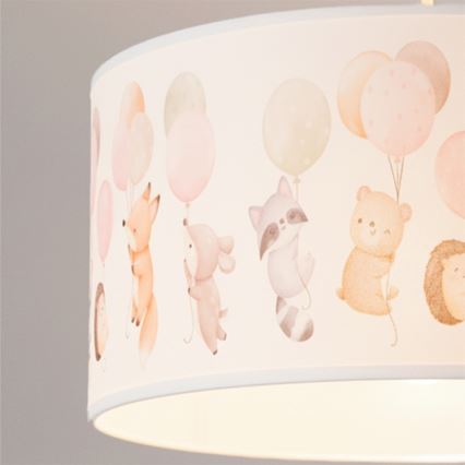 BRILAGI - LED detský luster na lanku BOBO 1xE27/60W/230V pr. 35 cm biely/s motívom zvieratiek