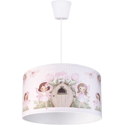 Brilagi - LED detský luster na lanku BOBO 1xE27/60W/230V pr. 35 cm ružová s motívom víl