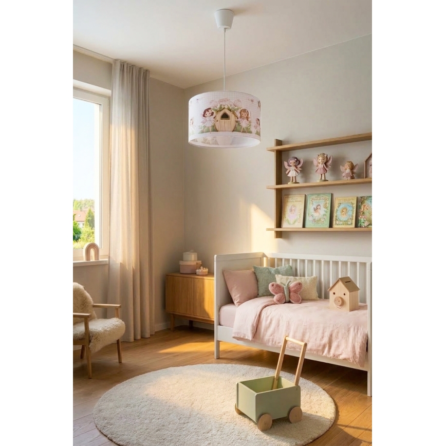 Brilagi - LED detský luster na lanku BOBO 1xE27/60W/230V pr. 35 cm ružová s motívom víl