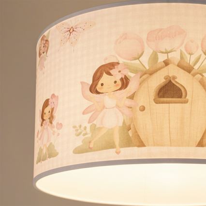 Brilagi - LED detský luster na lanku BOBO 1xE27/60W/230V pr. 35 cm ružová s motívom víl