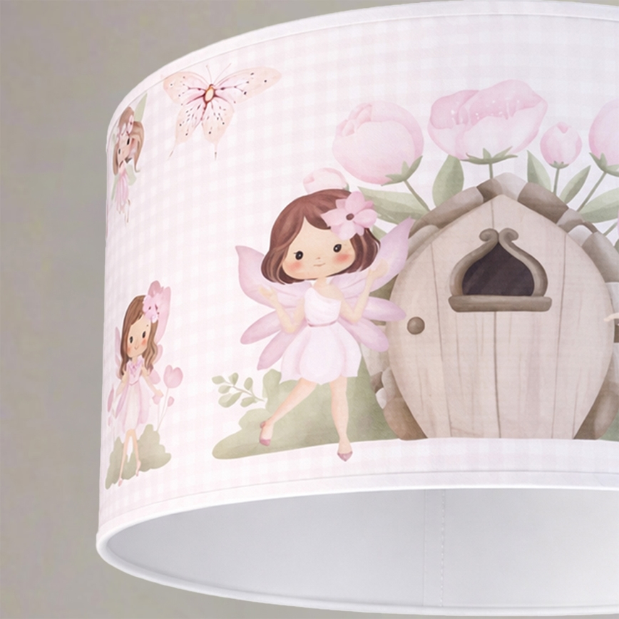 Brilagi - LED detský luster na lanku BOBO 1xE27/60W/230V pr. 35 cm ružová s motívom víl