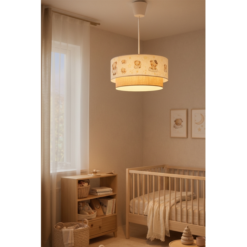Brilagi - LED detský luster na lanku BOBO 1xE27/60W/230V pr. 40 cm biela/béžová/medvedíky
