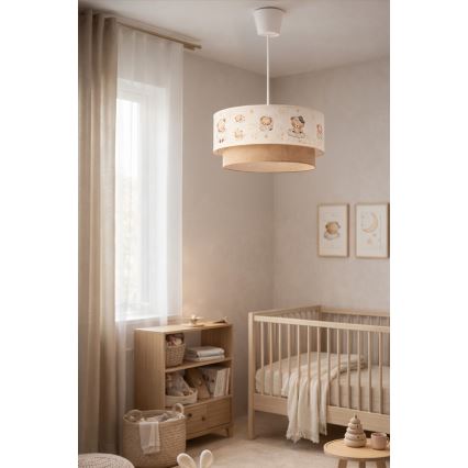 Brilagi - LED detský luster na lanku BOBO 1xE27/60W/230V pr. 40 cm biela/béžová/medvedíky