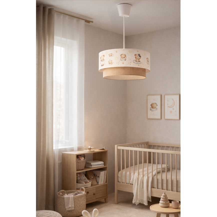 Brilagi - LED detský luster na lanku BOBO 1xE27/60W/230V pr. 40 cm biela/béžová/medvedíky