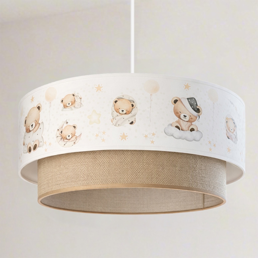 Brilagi - LED detský luster na lanku BOBO 1xE27/60W/230V pr. 40 cm biela/béžová/medvedíky