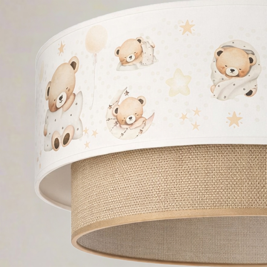 Brilagi - LED detský luster na lanku BOBO 1xE27/60W/230V pr. 40 cm biela/béžová/medvedíky