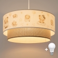 BRILAGI - LED detský luster na lanku BOBO 1xE27/60W/230V pr. 40 cm biela/béžová/medvedíky