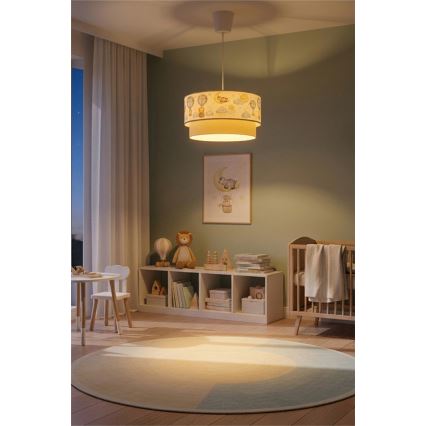 Brilagi - LED detský luster na lanku BOBO 1xE27/60W/230V pr. 40 cm biela/béžová/zvieratká