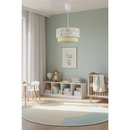 Brilagi - LED detský luster na lanku BOBO 1xE27/60W/230V pr. 40 cm biela/béžová/zvieratká
