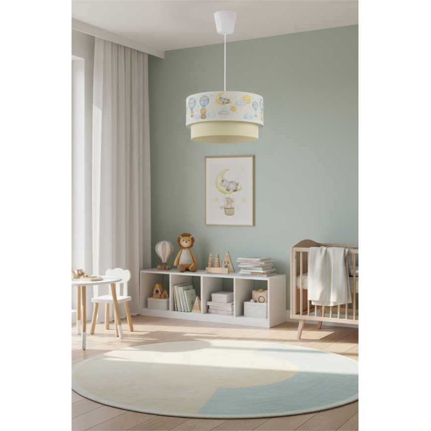 Brilagi - LED detský luster na lanku BOBO 1xE27/60W/230V pr. 40 cm biela/béžová/zvieratká