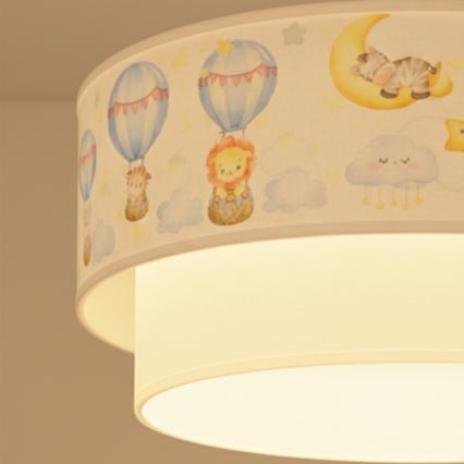 Brilagi - LED detský luster na lanku BOBO 1xE27/60W/230V pr. 40 cm biela/béžová/zvieratká