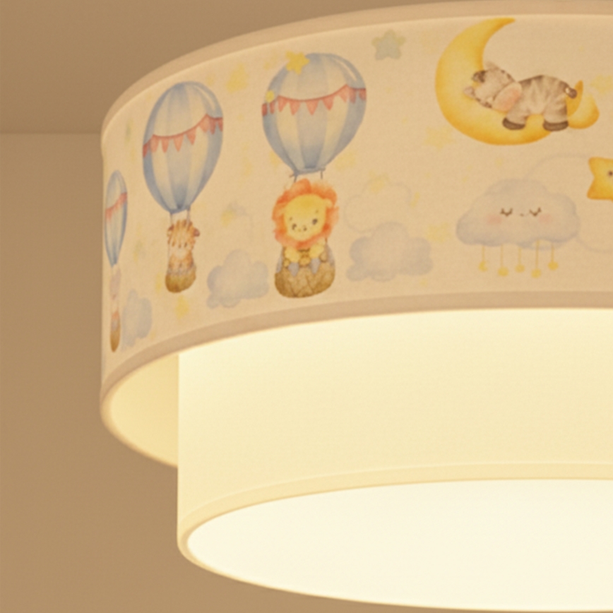 Brilagi - LED detský luster na lanku BOBO 1xE27/60W/230V pr. 40 cm biela/béžová/zvieratká