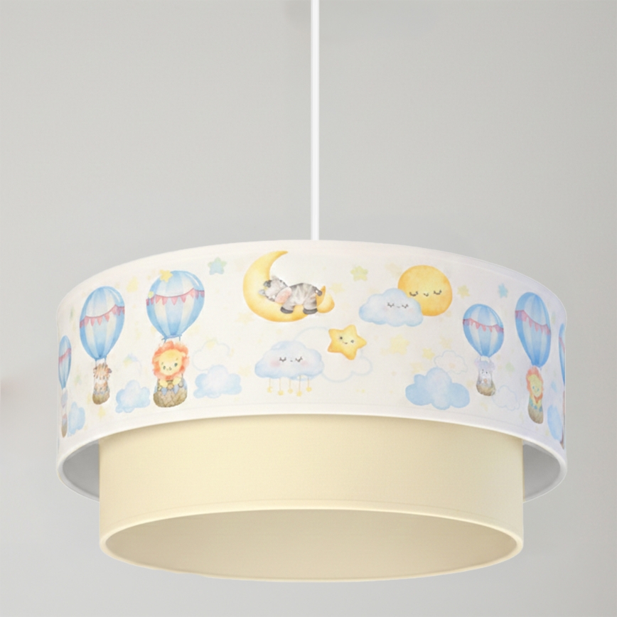 Brilagi - LED detský luster na lanku BOBO 1xE27/60W/230V pr. 40 cm biela/béžová/zvieratká