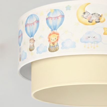 Brilagi - LED detský luster na lanku BOBO 1xE27/60W/230V pr. 40 cm biela/béžová/zvieratká