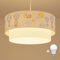 Brilagi - LED detský luster na lanku BOBO 1xE27/60W/230V pr. 40 cm biela/béžová/zvieratká