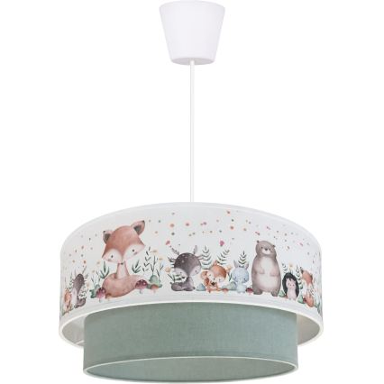 Brilagi - LED detský luster na lanku BOBO 1xE27/60W/230V pr. 40 cm biela/zelená/zvieratká