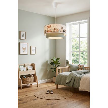 Brilagi - LED detský luster na lanku BOBO 1xE27/60W/230V pr. 40 cm biela/zelená/zvieratká