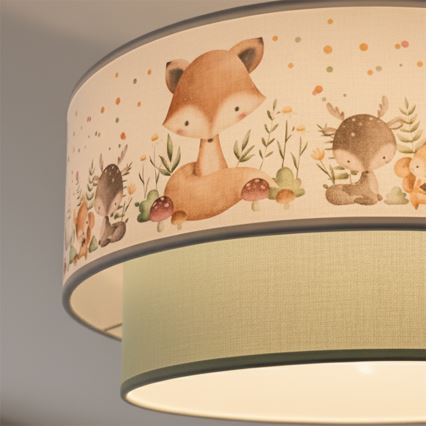 Brilagi - LED detský luster na lanku BOBO 1xE27/60W/230V pr. 40 cm biela/zelená/zvieratká