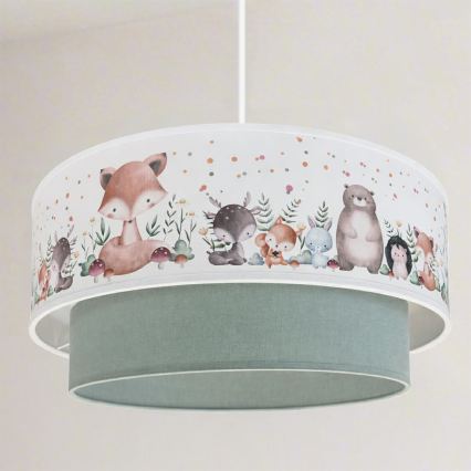 Brilagi - LED detský luster na lanku BOBO 1xE27/60W/230V pr. 40 cm biela/zelená/zvieratká