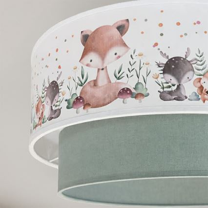 Brilagi - LED detský luster na lanku BOBO 1xE27/60W/230V pr. 40 cm biela/zelená/zvieratká