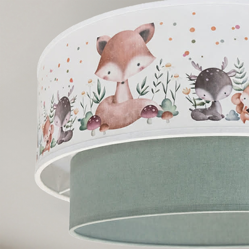Brilagi - LED detský luster na lanku BOBO 1xE27/60W/230V pr. 40 cm biela/zelená/zvieratká