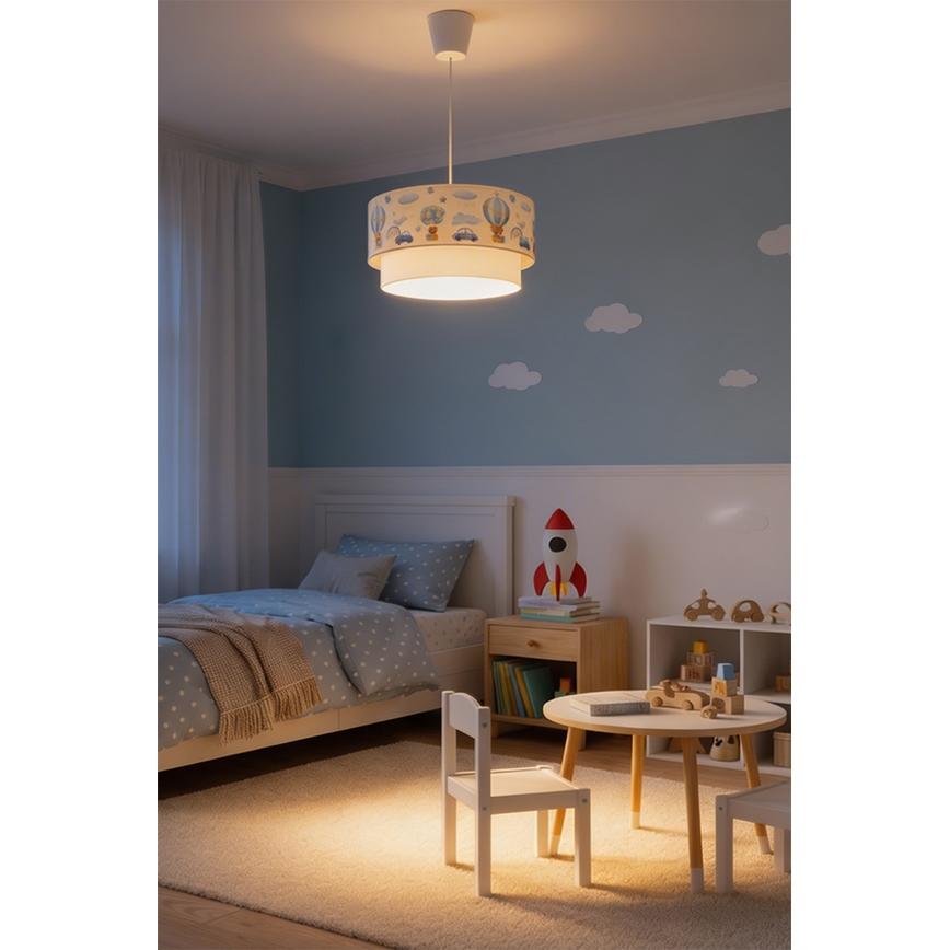 Brilagi - LED Detský luster na lanku BOBO 1xE27/60W/230V priemer 40 cm krémová/modrá/medvedíky