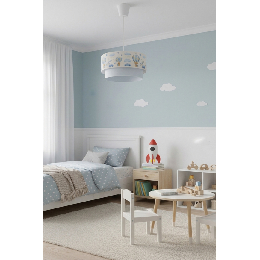 Brilagi - LED Detský luster na lanku BOBO 1xE27/60W/230V priemer 40 cm krémová/modrá/medvedíky
