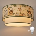 Brilagi-LED Detský luster na lanku BOBO 1xE27/60W/230V pr. 40 cm krém./zelená/džungľa