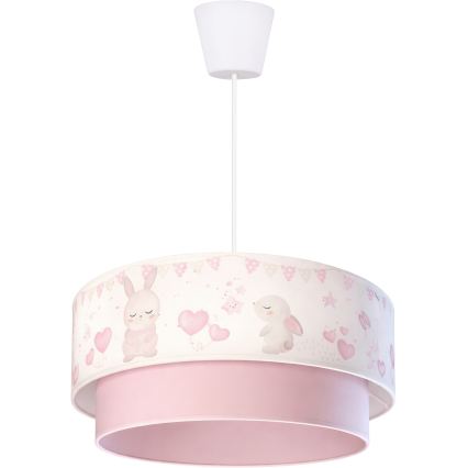 Brilagi - LED Detský luster na lanku BOBO 1xE27/60W/230V pr. 40 cm krémová/ružová/zajačiky