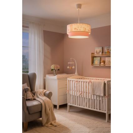 Brilagi - LED Detský luster na lanku BOBO 1xE27/60W/230V pr. 40 cm krémová/ružová/zajačiky