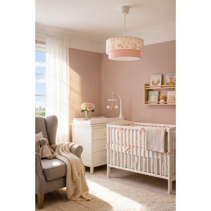 Brilagi - LED Detský luster na lanku BOBO 1xE27/60W/230V pr. 40 cm krémová/ružová/zajačiky