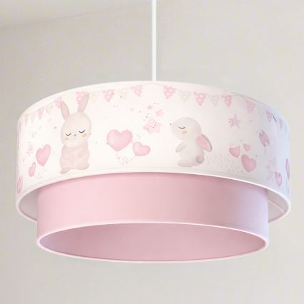 Brilagi - LED Detský luster na lanku BOBO 1xE27/60W/230V pr. 40 cm krémová/ružová/zajačiky