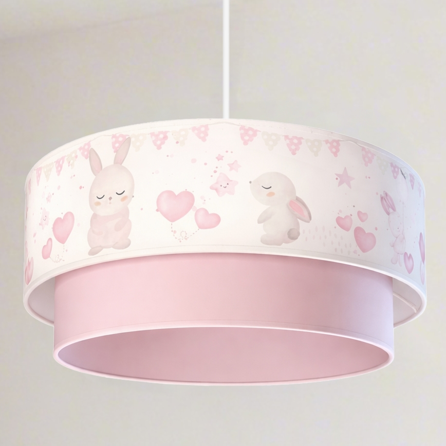 Brilagi - LED Detský luster na lanku BOBO 1xE27/60W/230V pr. 40 cm krémová/ružová/zajačiky