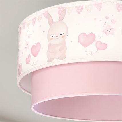 Brilagi - LED Detský luster na lanku BOBO 1xE27/60W/230V pr. 40 cm krémová/ružová/zajačiky