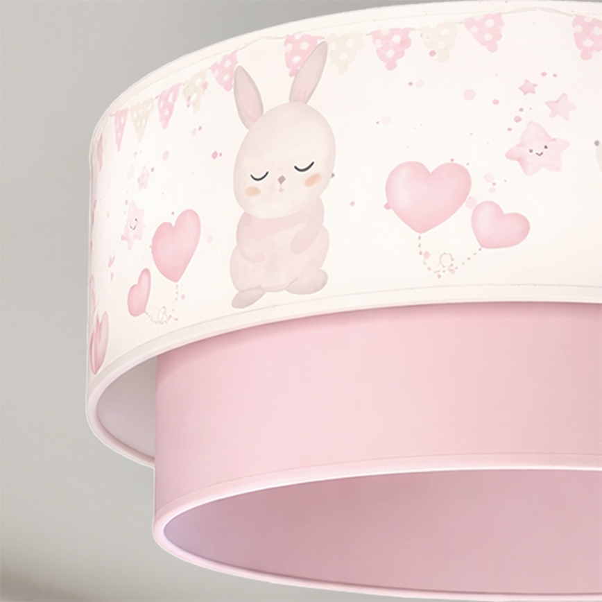 Brilagi - LED Detský luster na lanku BOBO 1xE27/60W/230V pr. 40 cm krémová/ružová/zajačiky